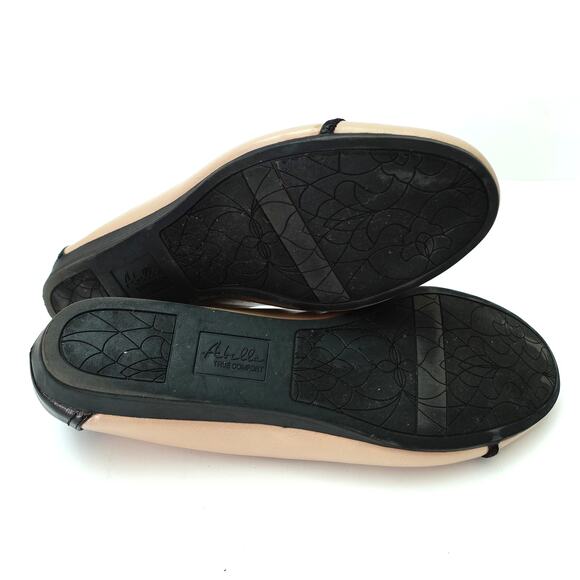 Abella Comfort Nude Black Tan Leather Classic Round Toe Ballet Flats Size 10 - Picture 6 of 7